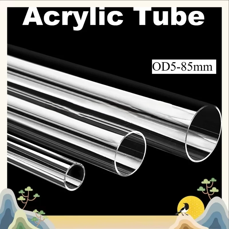 Weiyi Acrylic Tube Od5-85mm Transparent Acrylic Pipe Length 500mm Fish Aquarium Irrigation Pipe Pipe Garden Fittings