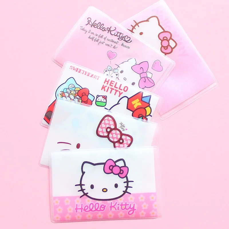 5pcs Hello Kitty Card Cover Cute Women Pvc Waterproof Scratch Resistant Non-slip Business Card Credit Card Bank Cards Protector