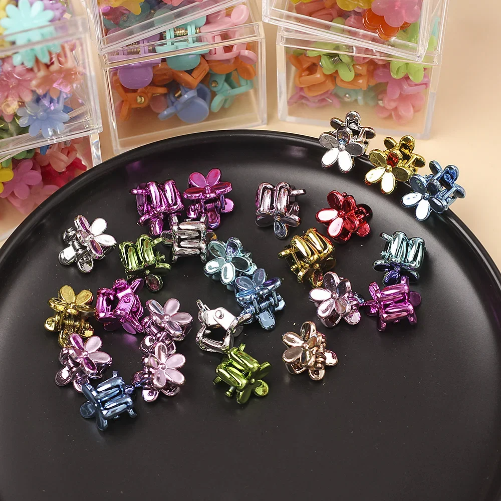 10/40pcs Girs Small Hair Claws Cute Colorful Flower Star Lovely Hair Decorate Claw Clips Hairpins Kids Sweet Hair Accessories