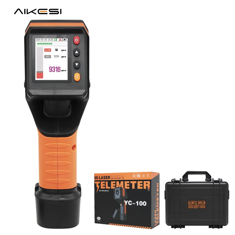 Aikesi Portable YC-100 Laser Methane Leakage Remote Instrument Handheld Methane Gas Concentration Detector Laser CH4 Detector