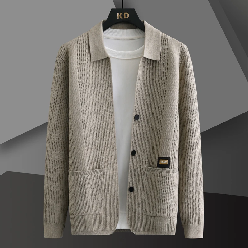 2025 Spring Knitted Open Cardigan Jacket Men's Trendy Casual Fashionable All-Match Spring Autumn Top for Young Men