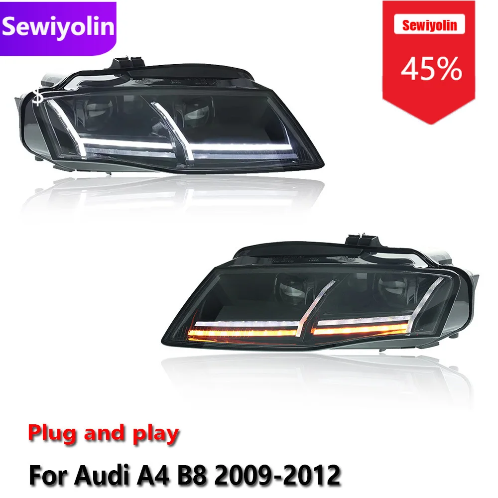 

Car DRL LED Headlight Assemblies For Audi A4 B8 2009-2012 Fog DRL Brake Turn Signal Lamp Plug And Play