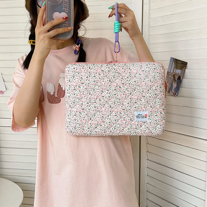 Capa para tablet de 11 polegadas, para ipad air/pro 13, 14 polegadas, capa fofa para laptop para macbook air/pro, bolsa de transporte floral