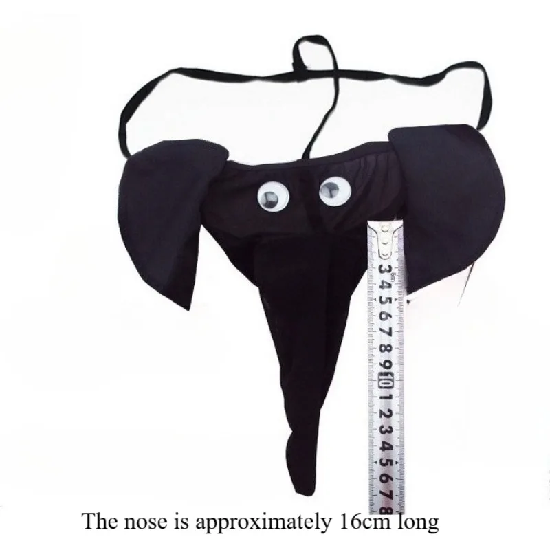 Roupa interior sexy masculina dos desenhos animados elefante tanga oco para fora malha t calças meia-noite apaixonada lingerie sexy