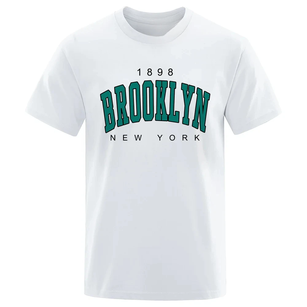 Oversized Tops Street High Quality Branded T-Shirt 1898 Brooklyn New Your City Street Printed Men T-ShirtsSummer Cotton T Shirt