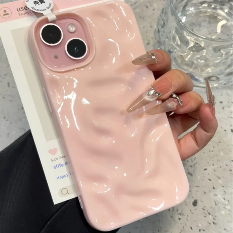 

Fashion 3D Wrinkled Texture Case For iPhone 17 Air 16 15 14 13 12 11 Pro Max Plus Soft Silicone Shockproof Candy Back Cover