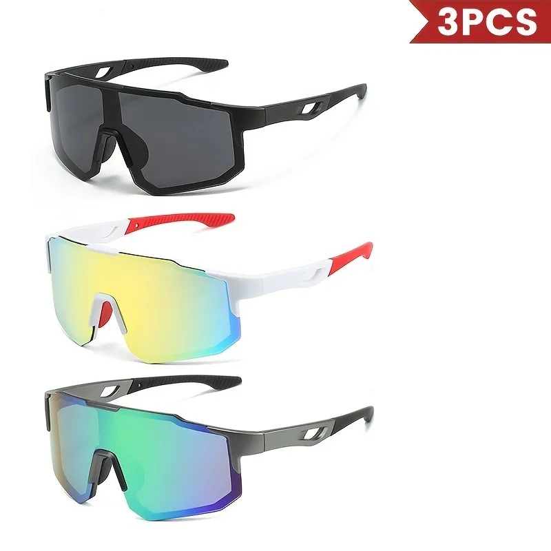 

3pcs Fashionable Large Frame Sunglasses Suitable for Both Men and Women, Lightweight and Portable Sports Glasses