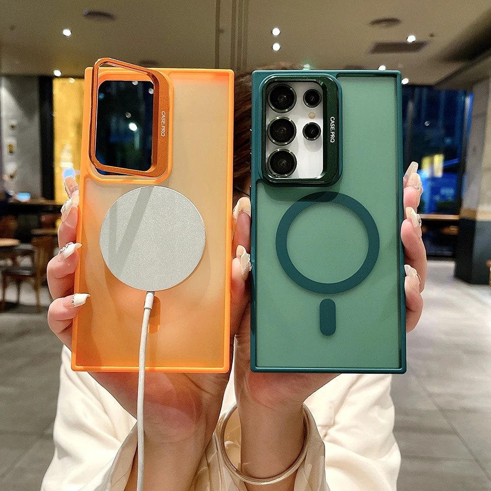 S25 S24 Ultra Funda Magnetetica Translucida De Lujo Para Magsafe Funda Para Samsung Galaxy S25 S24 Ultra Plus Carcasa Con Soporte #1