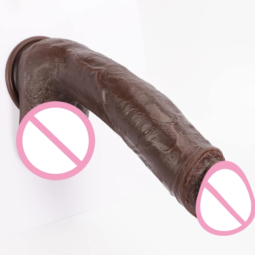 Real Skin Realistic Dildo Powerful Suction Cup Penis Sex Toy Flexible G-spot Dick with Curved Shaft and Ball Toys for Adults 18