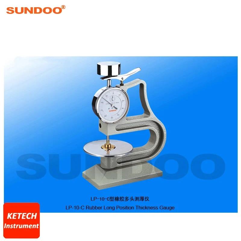 Sundoo LP-10-C Vulcanized Rubber and Plastic Long Position Rubber Thickness Gauge