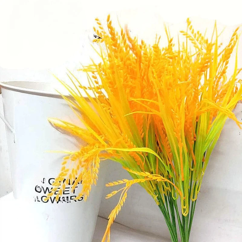 

7 Forks Artificial Rice Plant Fake Flowers Bouquet Autumn Harvest Festival Home Garden Outdoor Decor Home Accessories Home Decor