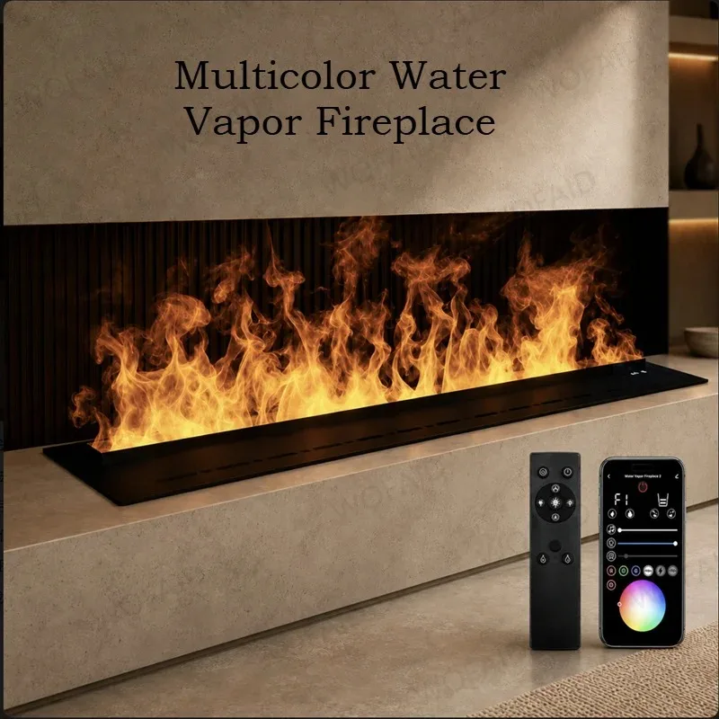 Multicolor Water Vapor Fireplace Electric Steam Fireplace Insert Remote Controlled Mist Level and Flame Color for TV Wall