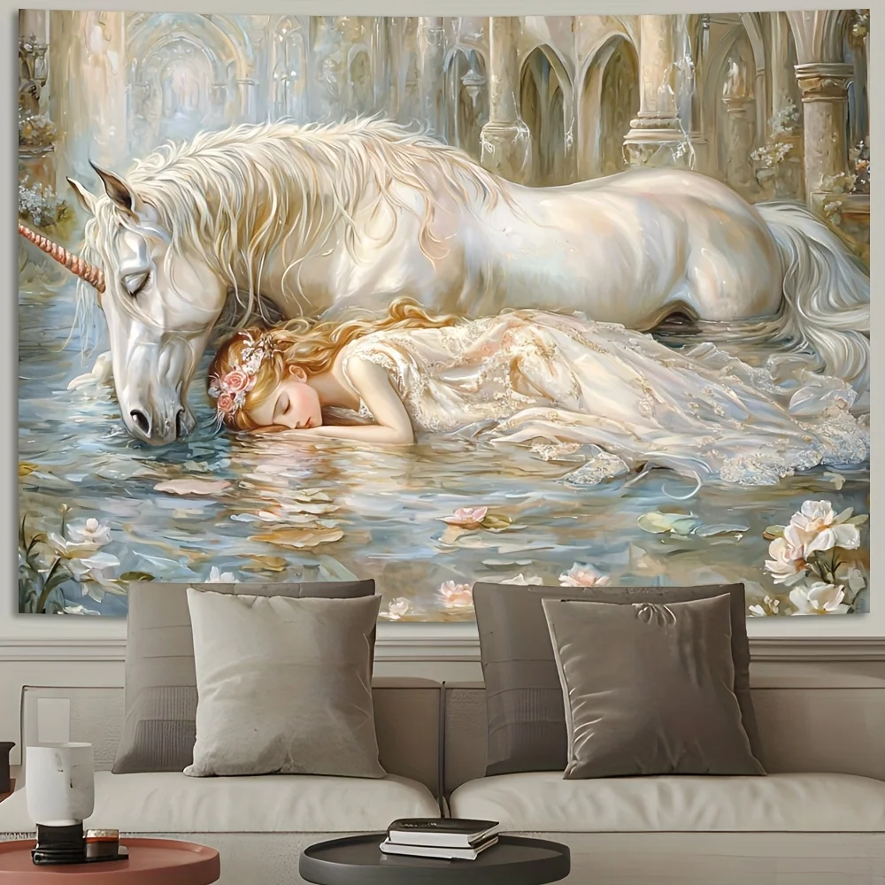 نسيج الأميرة المسحور يونيكورن والنائمة - إضافة أسلوب خيالي ورومانسي إلى أي ديكور غرفة، مثالي للاستخدام المنزلي