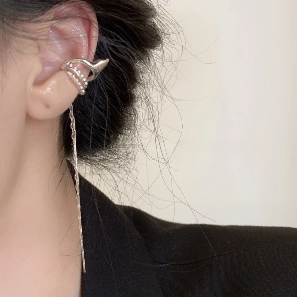 Temperament Fairy Elf Ears Long Tassel Lines Multi-layer C-shaped Clip Earrings for Women Korean No Ear Holes Ear Cuff Jewelry