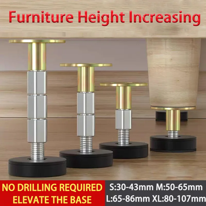 

1pc Adjustable Lifting Support Rod Furniture Leg Pads Chair Legs Coffee Table Bedside Cabinet Floor Protector Cover Round Bottom