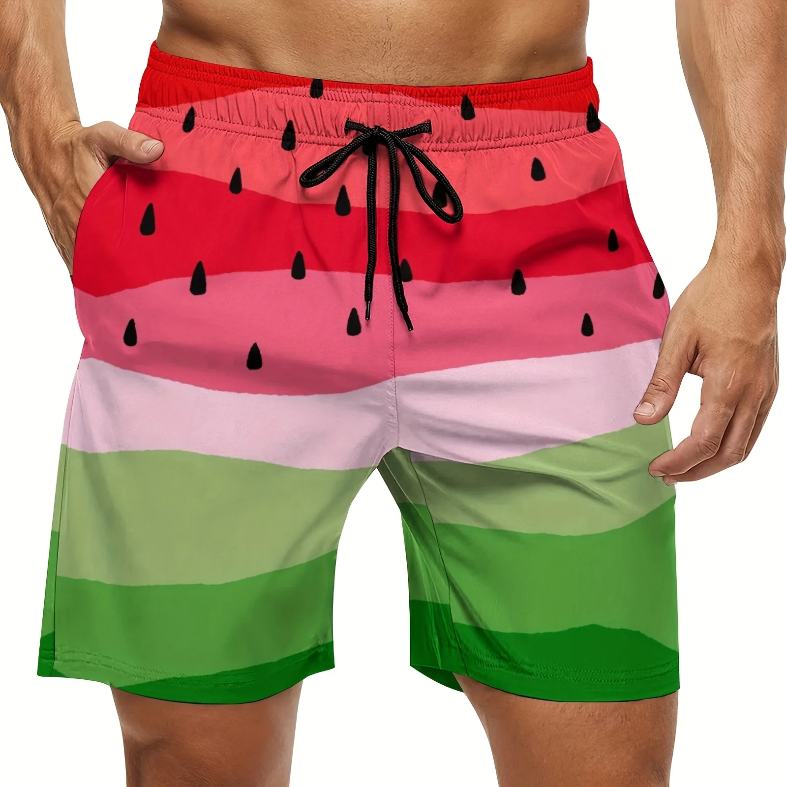 

Fruits Pattern Mens Swim Trunks Beach Trunks Watermelon Pattern Stretch Soft Lightweight Swim Shorts Quick Bathing Suit Outdoor
