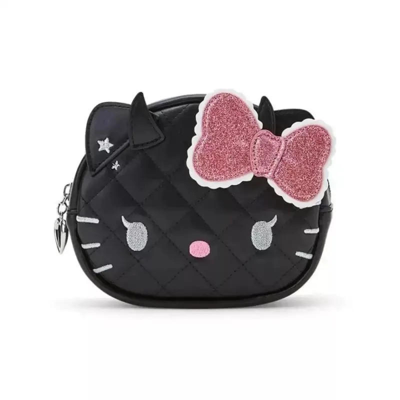 

2026 New Anime Sanrio Hello Kitty Black White Angel Series PU Cartoon Kawaii Makeup Bag Lipstick Storage Small Coin Purse Kawaii