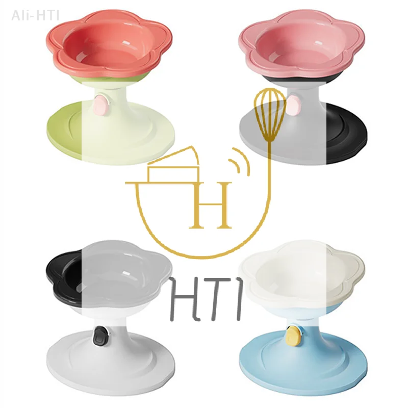 

Подъемная керамическая миска для кошек для защиты шеи, милый цветочный дизайн, миска для корма для домашних животных, тарелка для воды, блюдо для закусок с подставкой