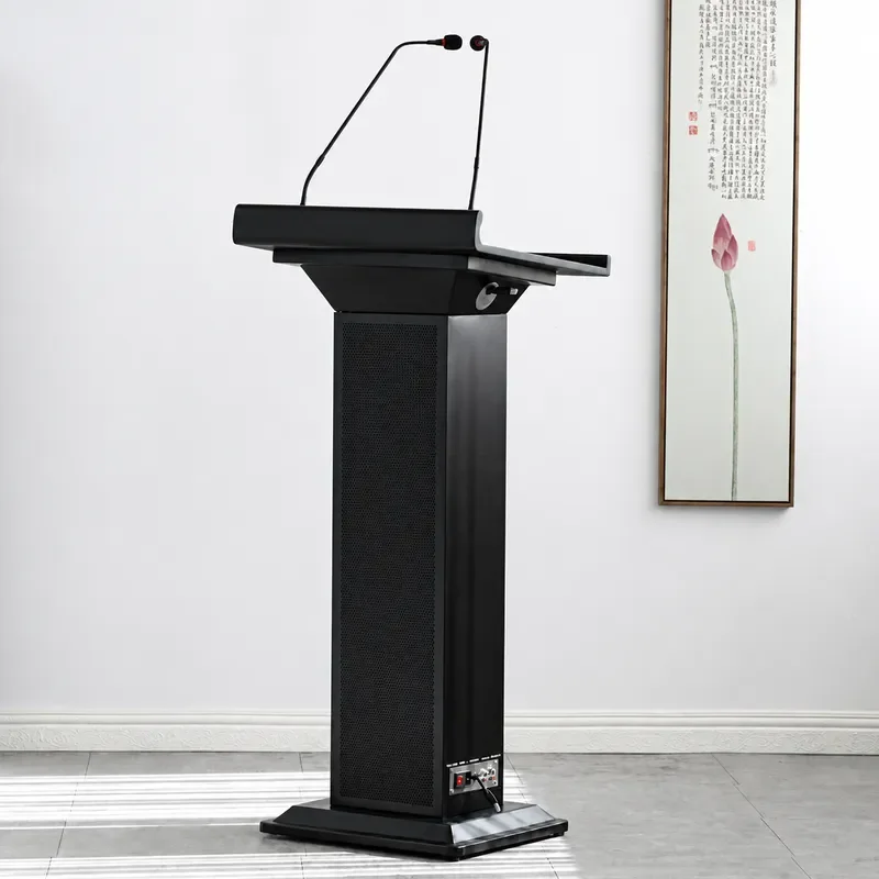Multimedia Lecture Podium for School Company Conference Presiding Desk with Microphone Audio System Professional Speech Table