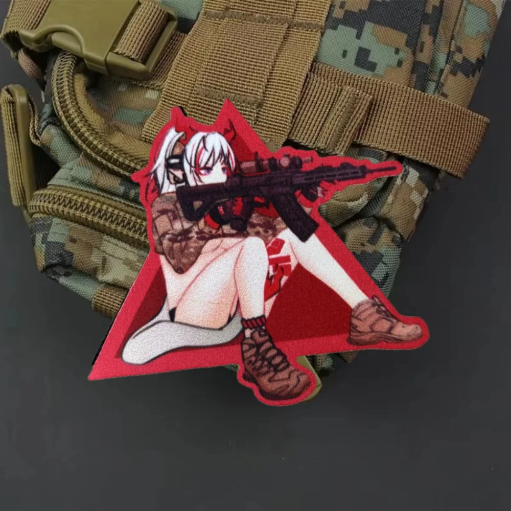 Parche táctico gancho y bucle impreso Chica Anime para mochila - imagen 3