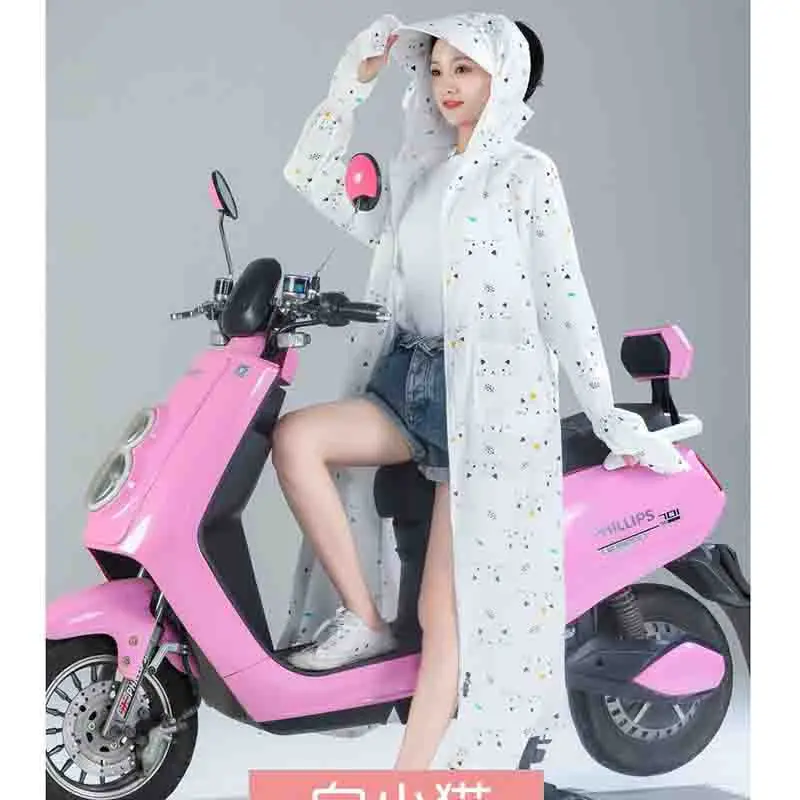 Female Summer Electric Vehicle Thin Style Sun Protection Coat Women New Long All Over Electric Scooter Motorcycle Sunscreen Suit