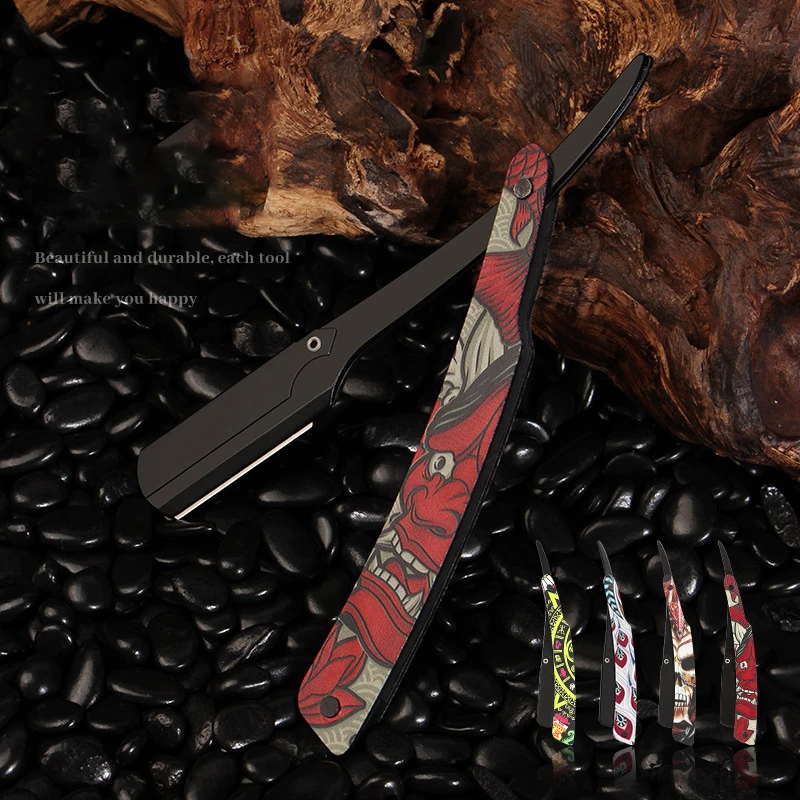 1 szt. Kolorowa profesjonalna golarka ręczna prosta krawędź ostra maszynka do golenia ze stali nierdzewnej składana maszynka do golenia brody