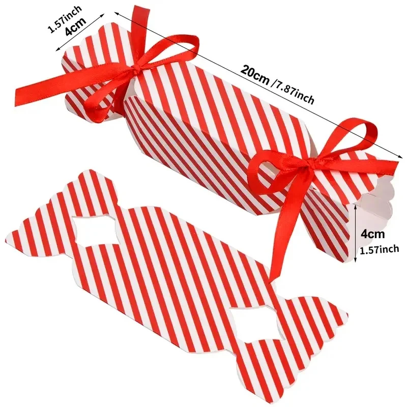 12Pcs Striped Candy Gift Box Pink Paper Box Wedding Candy Bags Kids Crackers Birthday Christmas Valentines Day Party Supplies