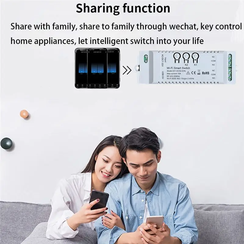 AED6-2CH Wifi Smart Switch DIY Timer Ewelink 2.4G Wifi+RF433+BT Home Automation Module For Alexa Google Home IFTT
