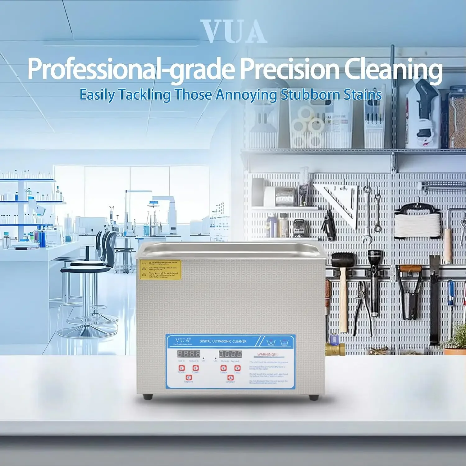 VUA 6L Commercial Ultrasonic Cleaner with Digital Timer & Heater, Professional Ultrasonic Parts Cleaner, Ultra Sonic Cleaning Ma