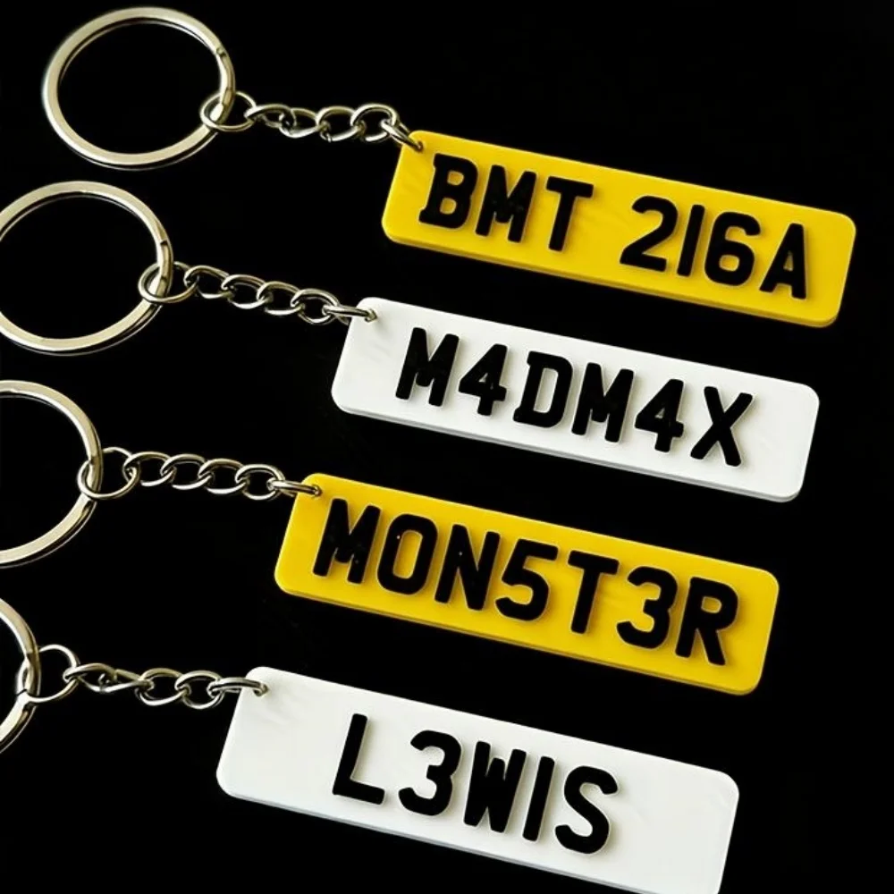 Custom Acrylic Name Keychain Personalized Custom License Plate Keychain Fashionable Keychain Pendant Anti-loss Keychain