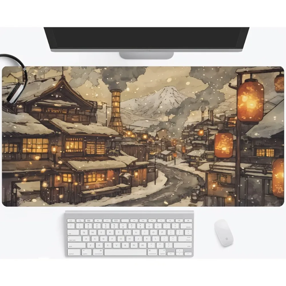 Japanese-style heaven earth mouse pad and desktop pad Japanese themed winter landscape pc accessories tapis de souris