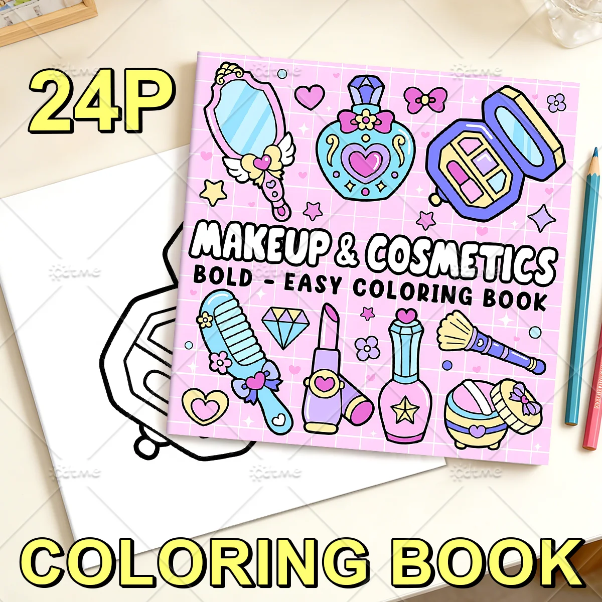 MAKEUP & COSMETICS Bold-easy Patterns Coloring Book for Adults Cute Drawing Book Perfect Gift for Party and Birthday ﻿