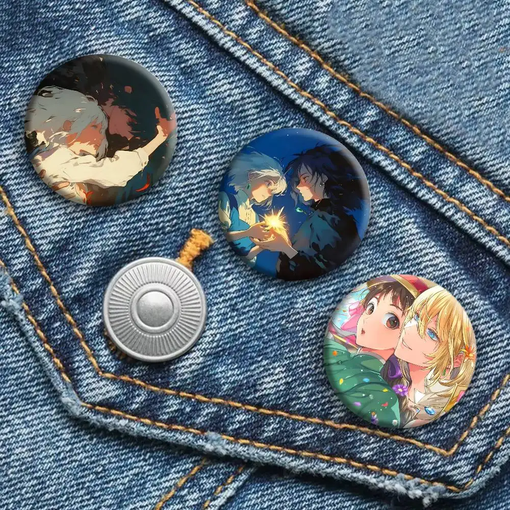 Cartoon Movie Anime H-Howls Moving C-Castle Badge Round Art Brooch Clothes Backpack Accessories Lapelnd Laserh