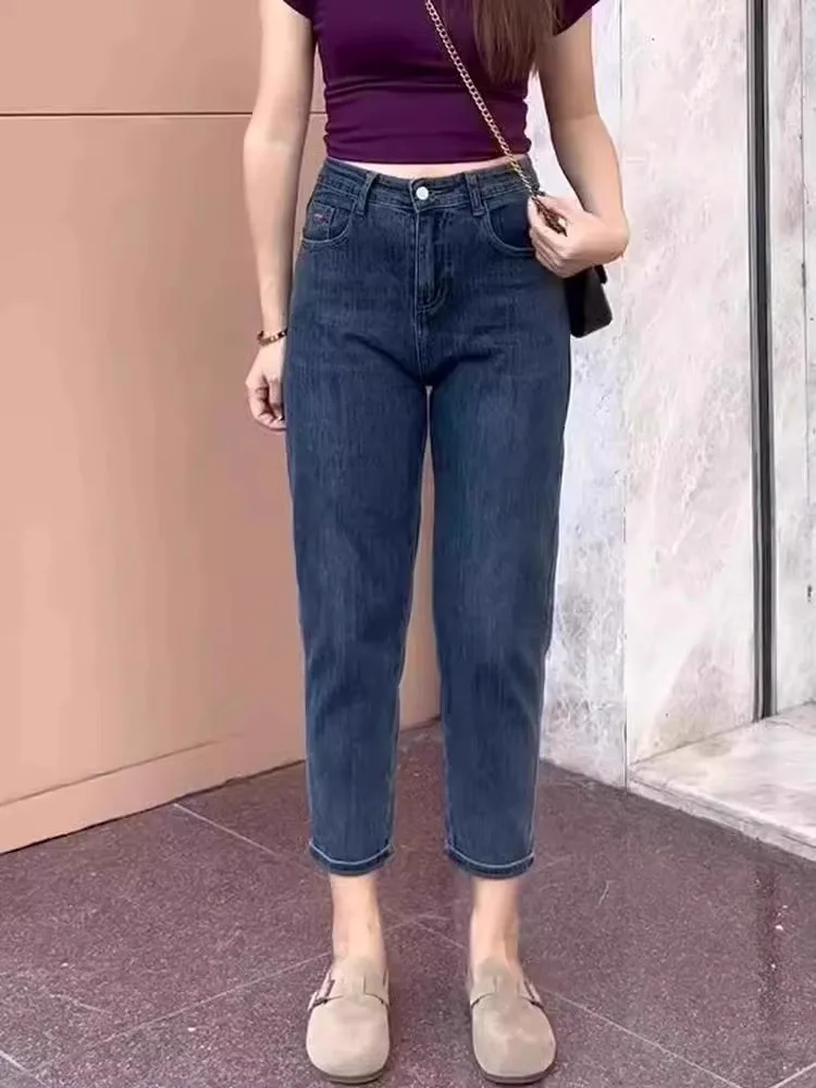 Bla Harlan Denim Jeans Damen Lose Abnehmen Papa Hosen Herbst Neue Sle Hohe Taille Baumwolle Stretch Denim Gerade Bein Hosen