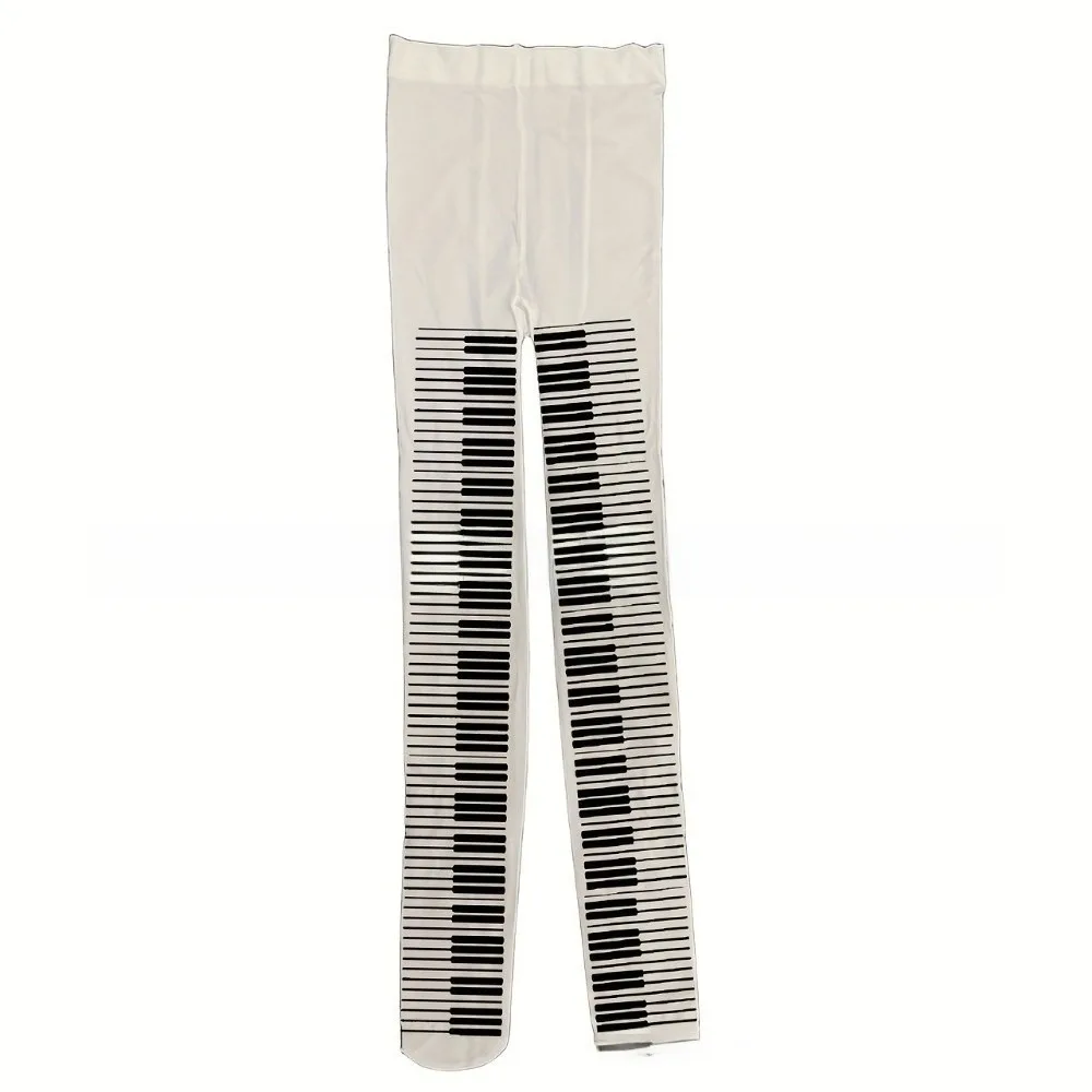 

New Ultra-Thin Patterned Stockings Symbol Print JK Style Music Note Tights Stretchy Fabric Pantyhose Club Party