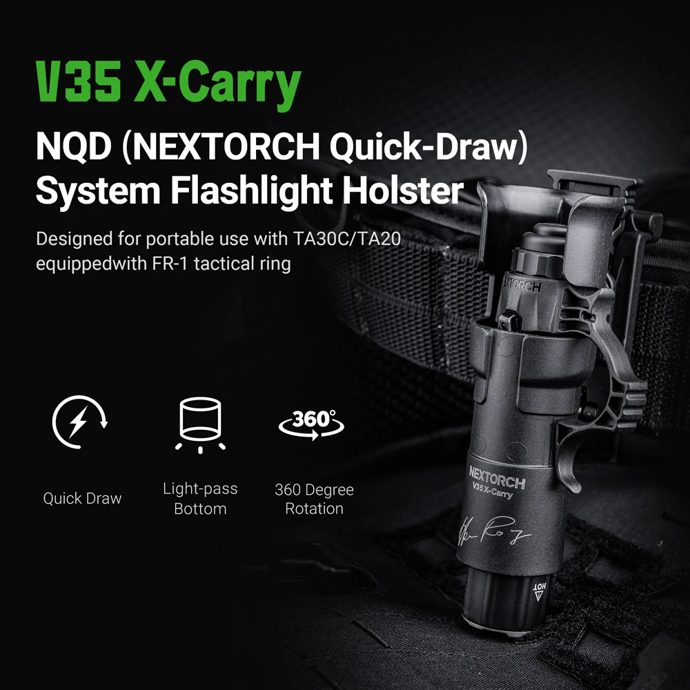 NEXTORCH V35 X-Carry Tactical Flashlight Holster, Baton Holster, Baton Holster, 360 Degree Rotation, for TA20 TA30 P10