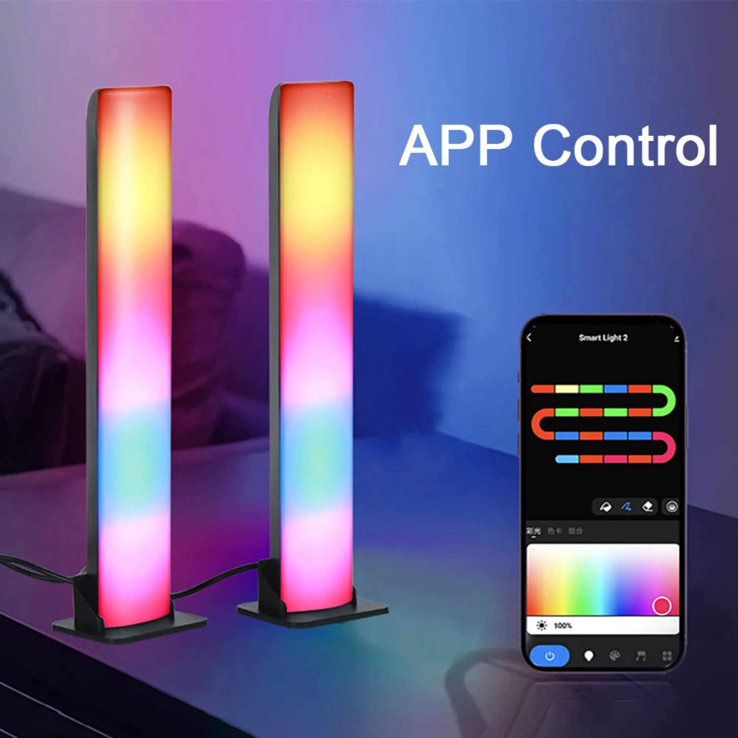 Smart RGB Led Light Bars  Wifi Music Sync Led TV Backlights for Gaming, PC, Room Decoration, Work with Alexa and