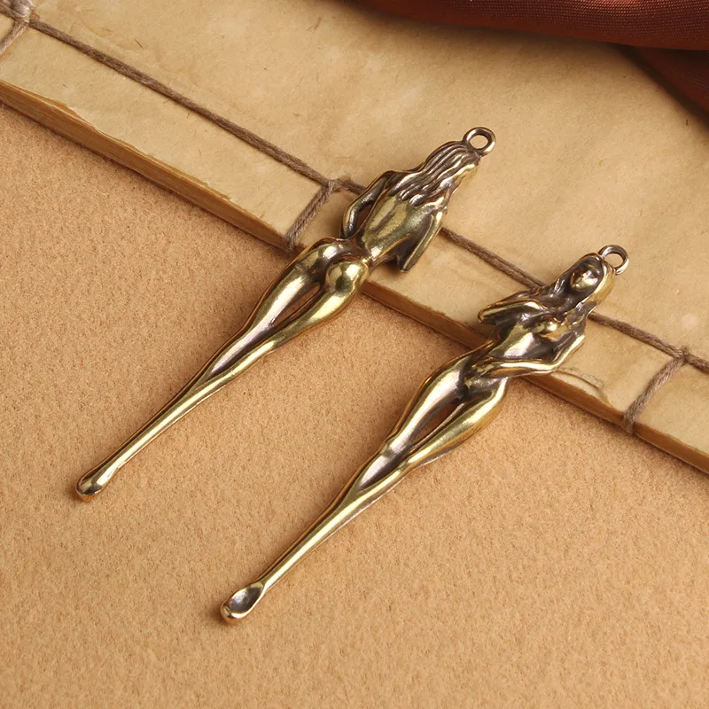 Brass Bare Female Ear Pick Keychain Pendant Beauty Ear Pick Ear Cleaner Portable Practical Small
