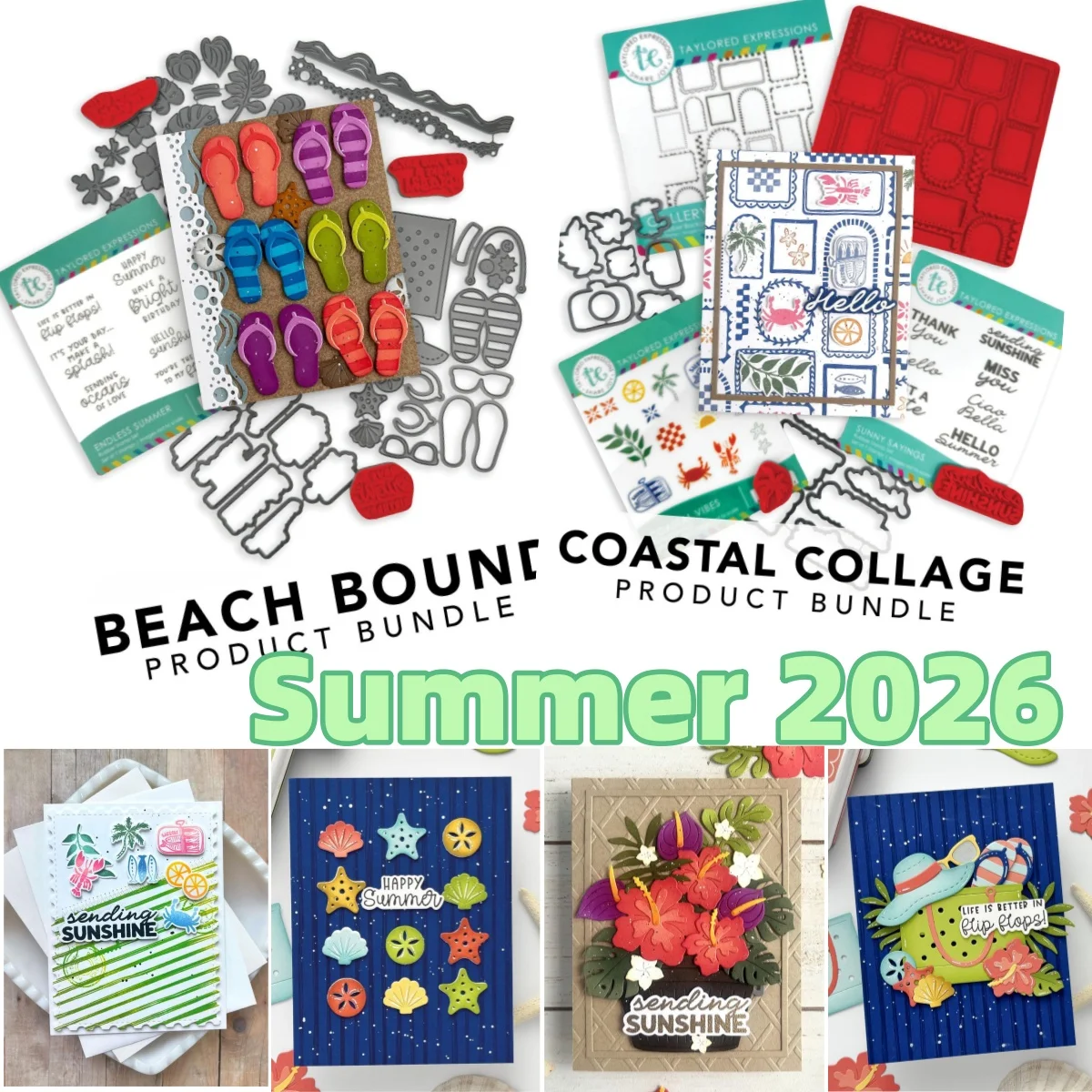 Summer 2026 Gallery Wall Beach Bound Blooms Metal Cutting Dies Clear Stamps for DIY Making Gift Card Scrapbook Embossed Craft