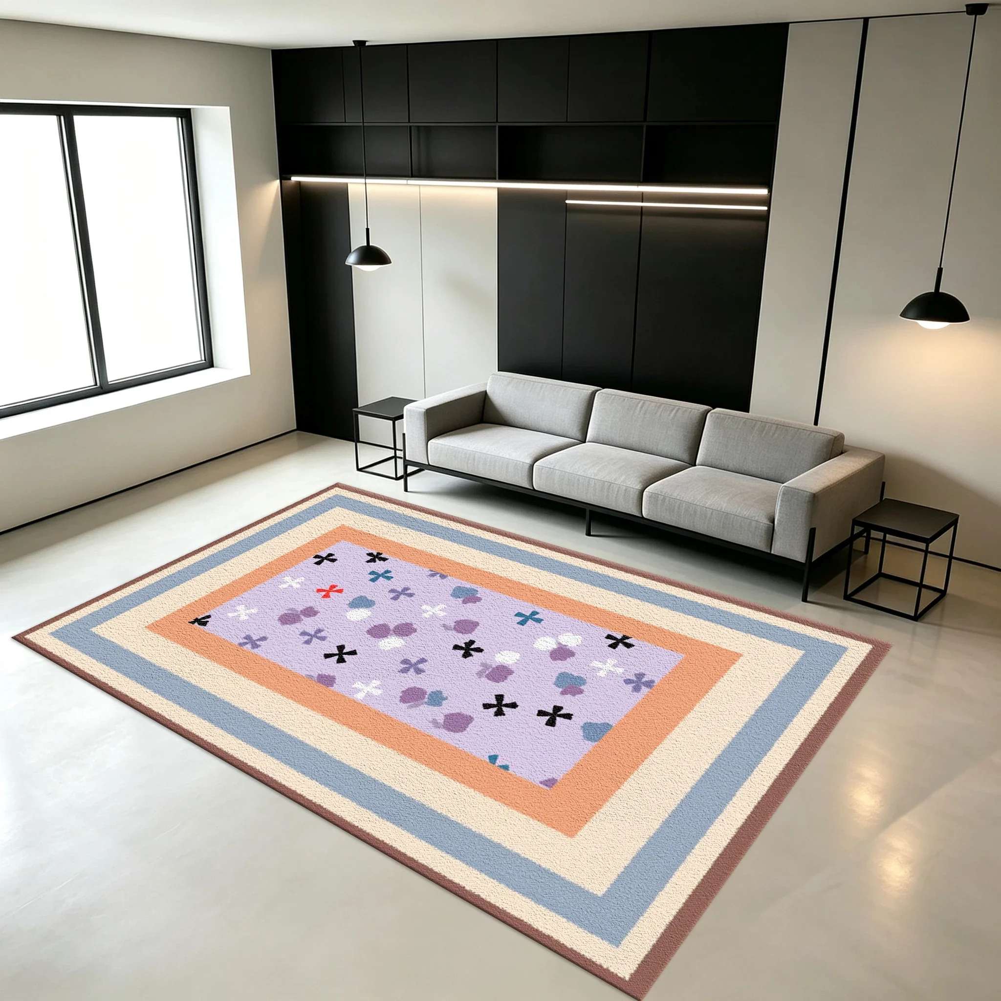 Bohemian Style Floral Pattern Carpet, Soft Texture, Suitable for Indoor Home Decoration