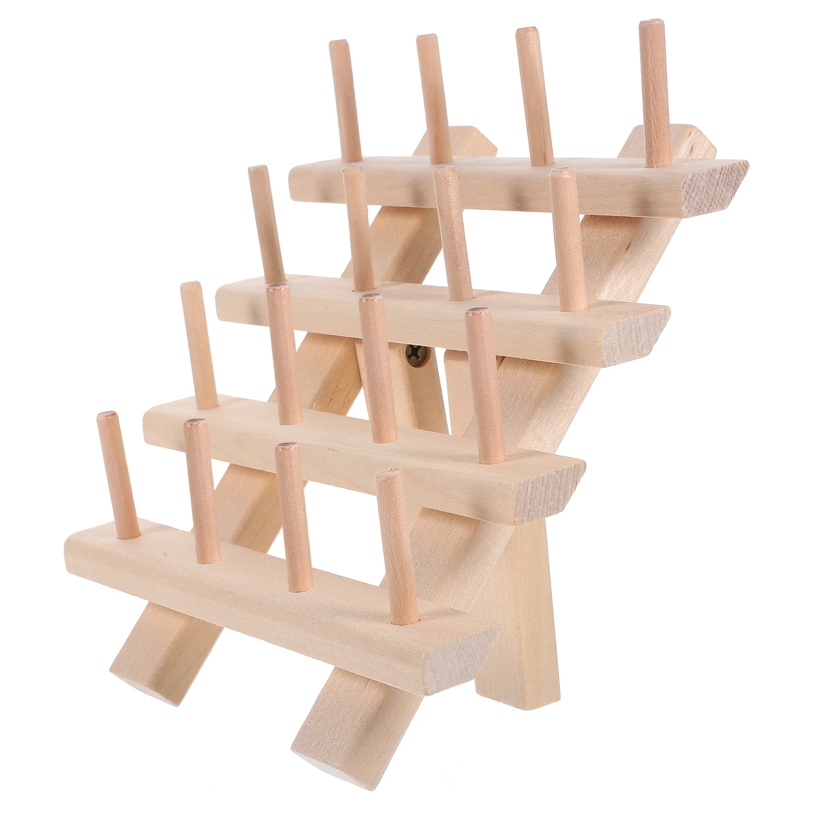 

Wooden Storage Rack Durable Natural Foldable 12 Spools Holder Table Wall Mount Embroidery Thread Organizer Sewing Accessories