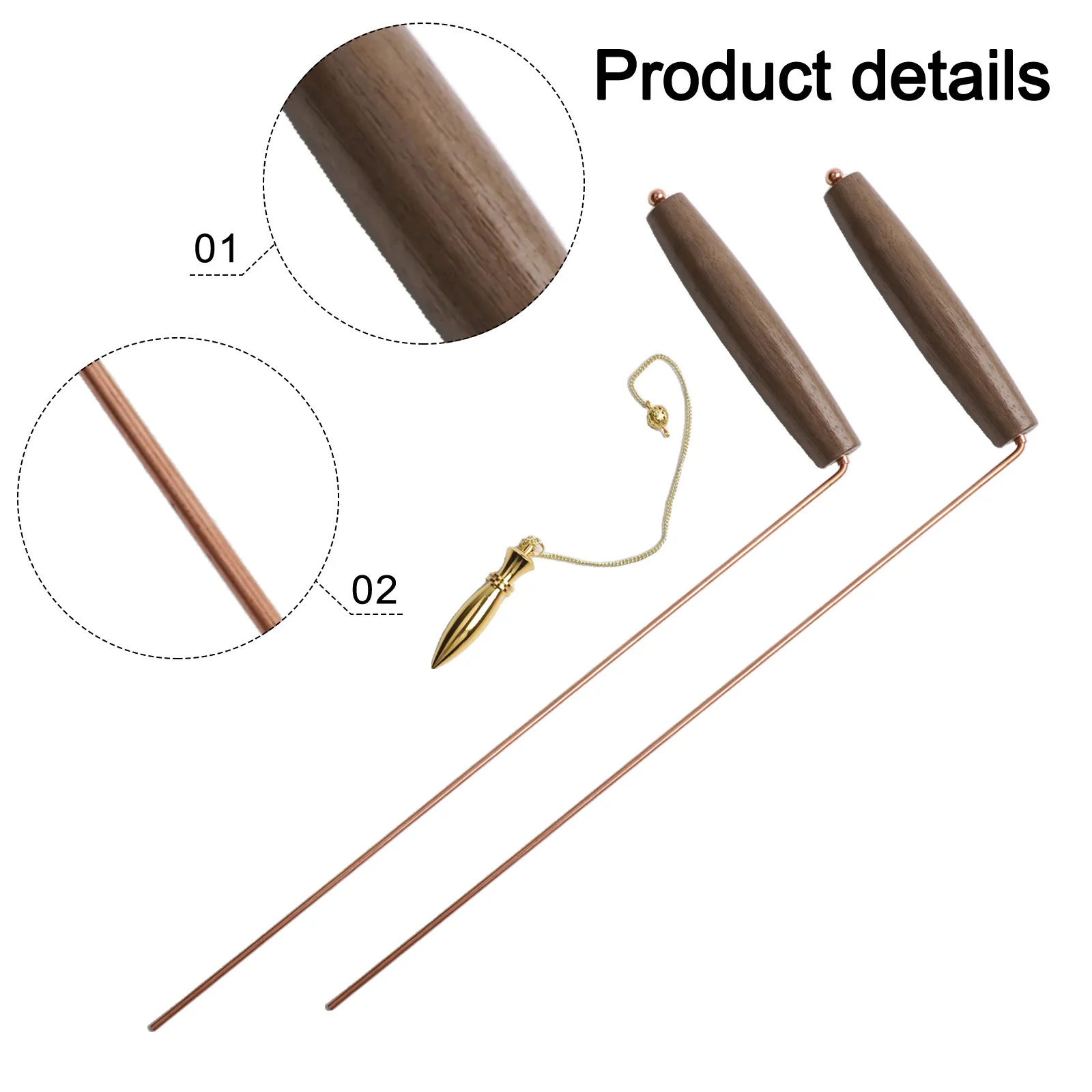 1pair Dowsing Rod Kit For Searching Divining Water Gold Minerals Brass Divining Rod Kit With Walnut Handle Divining Rod Tools