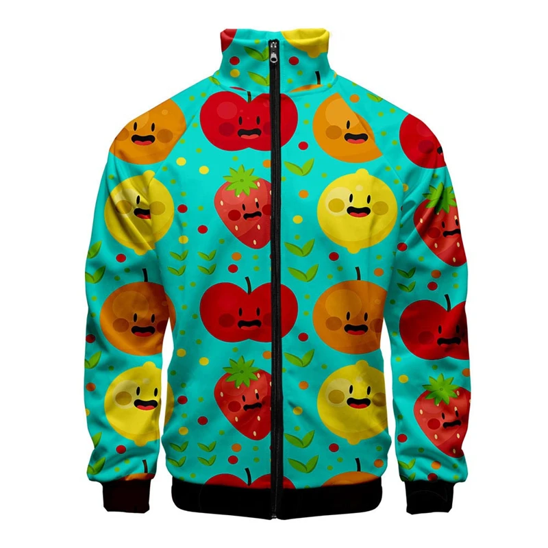 Funny Fruit 3D Printed Zipper Jacket Long Sleeve Men Women Jackets Lapel Collar Fashion Clothes Male Casual Hoodies Male Coats