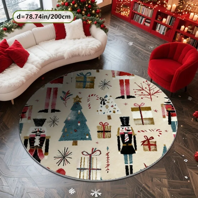 Nutcracker Christmas Three Soldiers Green Drummer Red King Crown Guard Dark Green Baubles Holly 80x80cm