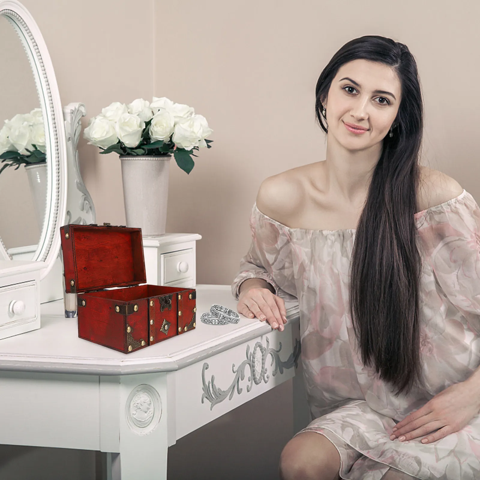 

Деревянный ящик для хранения с замком, винтажный настольный органайзер для офиса и дома, подставка для ручек, корзина для хранения мелочей, 1 шт.