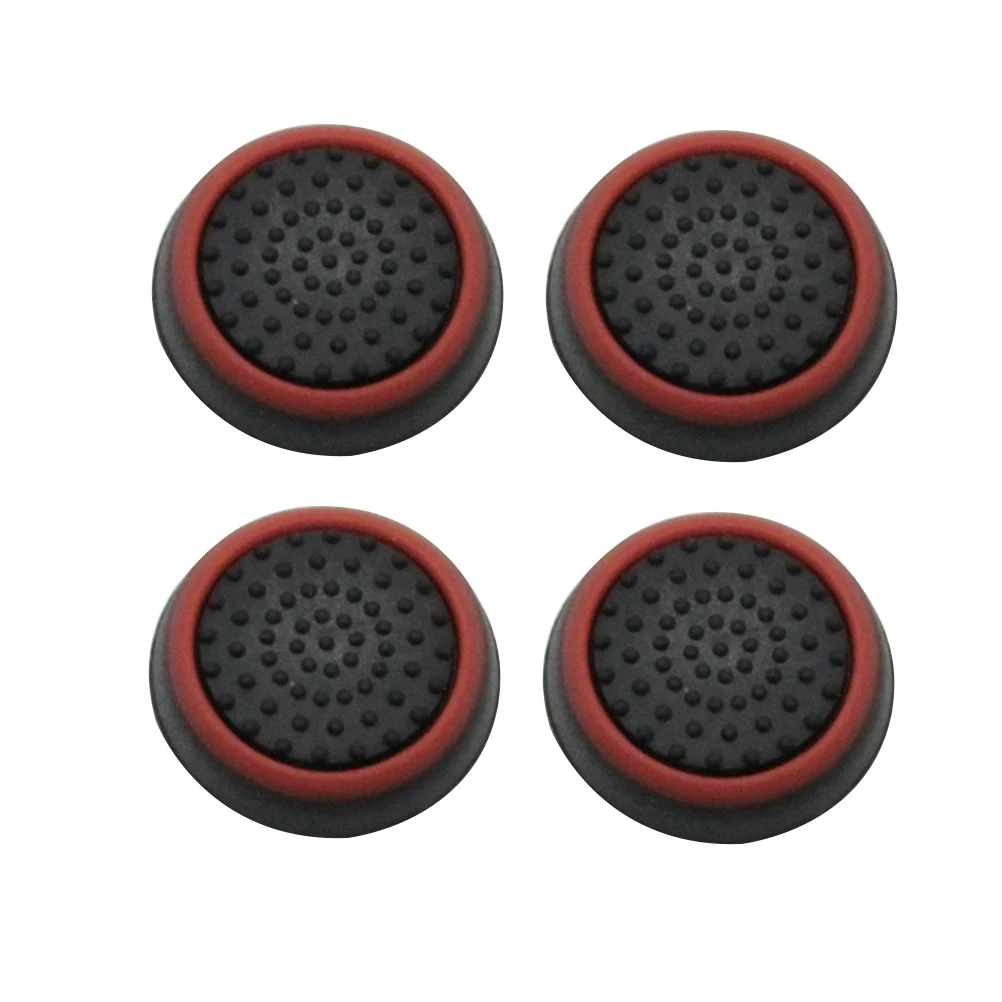 

4 pcs Silicone Thumb Grip Caps For 360 Game Controllers Durable Non-Slip Protective Covers Black Red