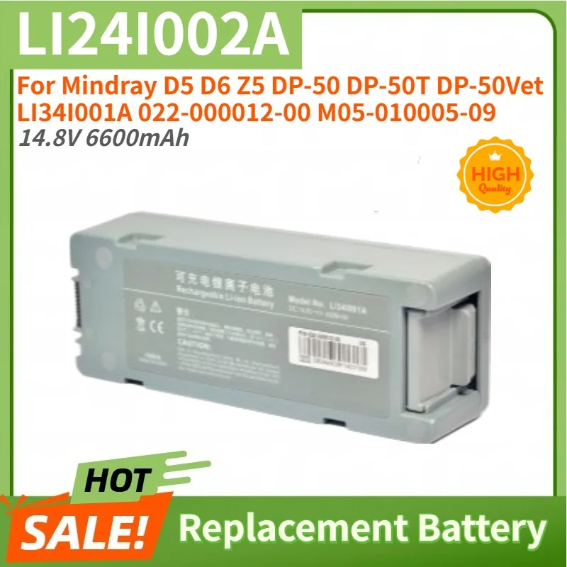 LI24I002A Battery 14.8V 6600mAh for Mindray D5 D6 Z5 DP-50 DP-50T DP-50Vet LI34I001A 022-000012-00 M05-010005-09 Battery