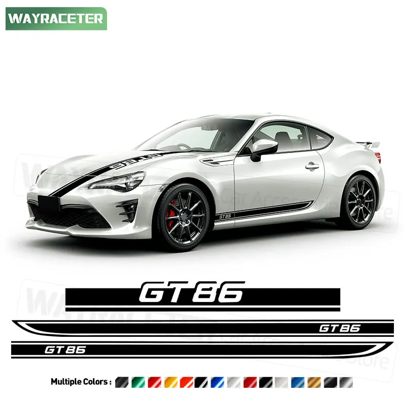 3 Pcs Bonnet Stripes Hood Decal Door Side Skirt Sticker Matte Black/Carbon Fiber Vinyl For Toyota 86 GT GT86 Accessories