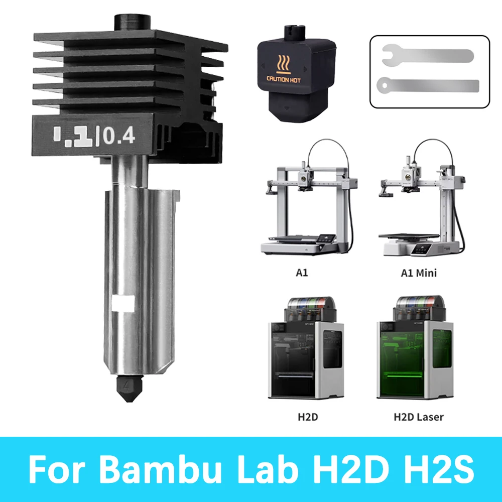 Upgrade Hotend Kit For Bambu Lab H2D H2S H2C 0.2/0.4/0.6/0.8mm Hardened Steel Nozzle For Bamboo P2S Hot End X2D Print Head
