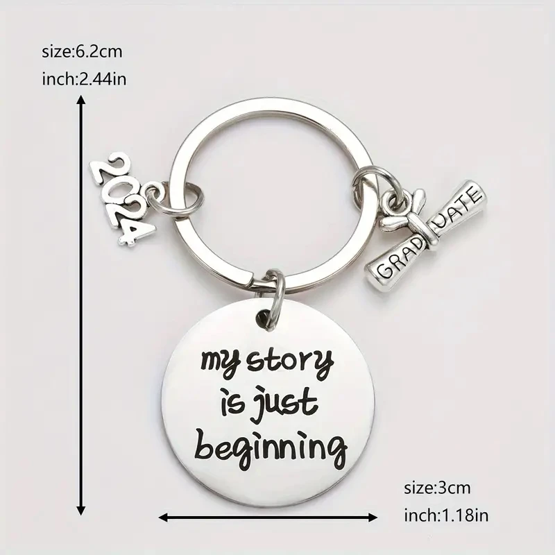 My Story Is Just Beginning KeyChain Ring Bag Backpack Charm Graduation Day Souvenir Gift